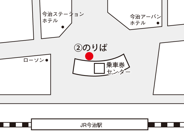 地図：今治駅前